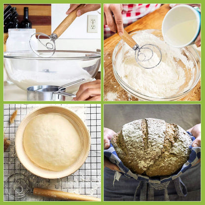 3PCS Stainless Steel Danish Dough Mixing, Kalolary Whisk Mix Tool (3 Sizes)