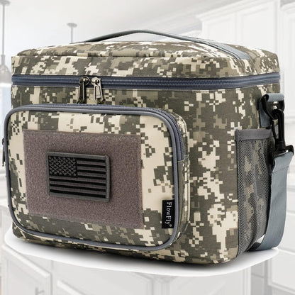 FlowFly Lunch Bag, Insulated Cooler, Thermal Lunch Box Tote with MOLLE/PALS Webbing, Adjustable Padded Shoulder Strap, for Tactical Men Women Adults and Boys Girls Kids (Cyan, Medium)