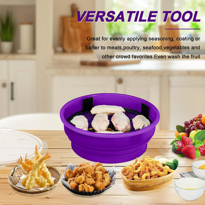 FJNATINH Collapsible Batter Bowl - Mess Free Better Breader Shaker Bowl with Lid Breading Shaker Container for Fried Fish, Fried Chicken, Onion Rings & More,No Leak,Easy to Store,Light Blue