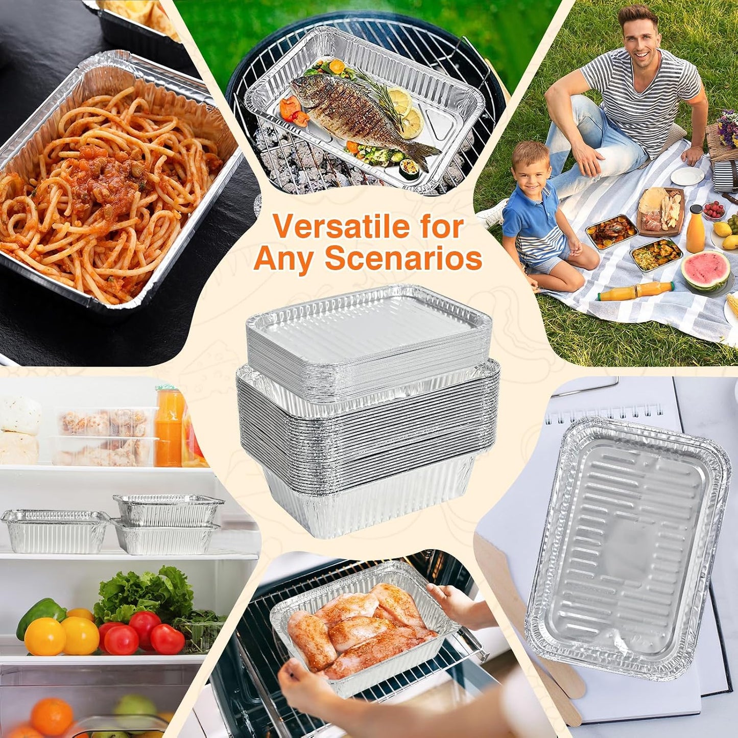 Aluminum Foil Pans with Lids 2.25L Disposable Loaf Pans Trays To Go Food Containers with Cardboard Covers for Meal Prep, Baking, Take Out, Freeze (25 Pack w/Foil Lids)