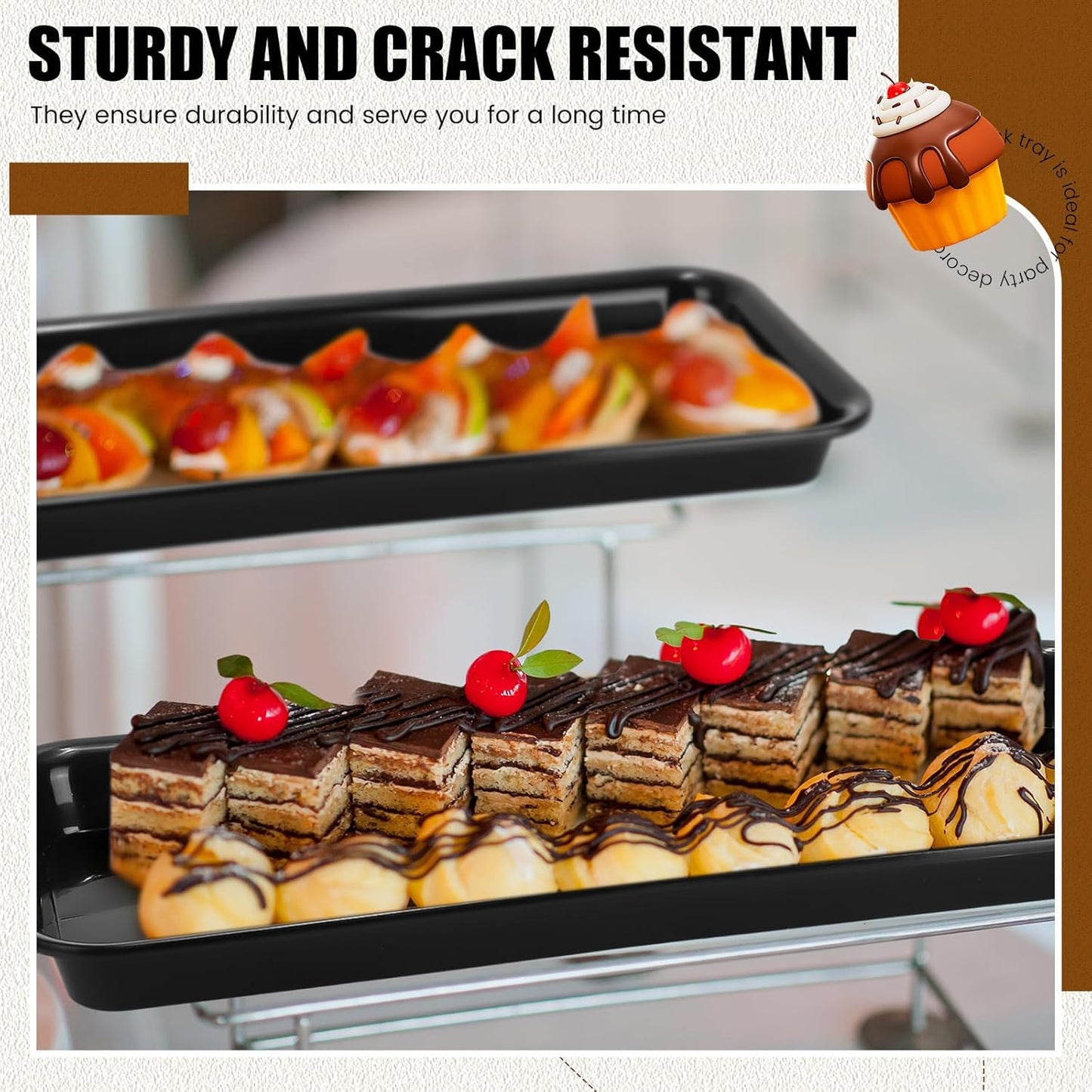 Ziliny 20 Pcs Serving Platters 14 x 6 Inch Rectangle Serving Trays Reusable Food Tray Dishes Dessert Trays Plastic Plates for Wedding Home Table Thanksgiving Christmas Party(White)