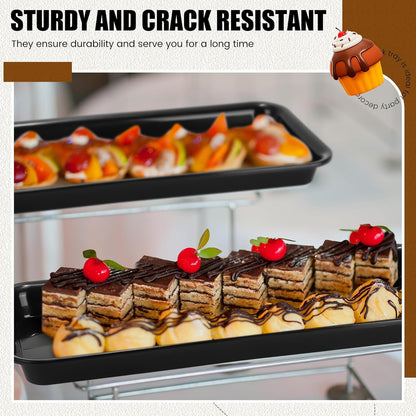Ziliny 20 Pcs Serving Platters 14 x 6 Inch Rectangle Serving Trays Reusable Food Tray Dishes Dessert Trays Plastic Plates for Wedding Home Table Thanksgiving Christmas Party(White)