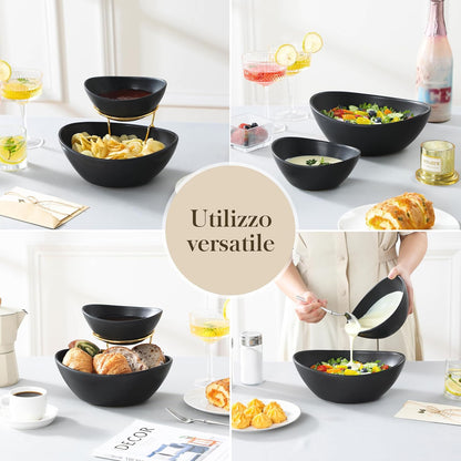 MALACASA 2 Tier Chip and Dip Serving Set with Metal Stand,Ceramic Appetizer Bowls for Party, Multi-Use Food Display for Fruits, Snacks,White Elegant Tiered Serving Dishes for Party