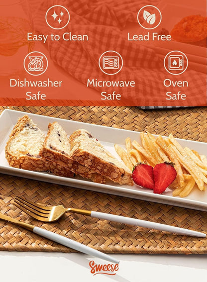 Sweese Serving Platter, 15.5/13.8/11.7 Inch Rectangle Porcelain Serving Trays, Serving Dishes for Entertaining, White Platters for Serving Food Party, Turkey Platter for Thanksgiving, Set of 3