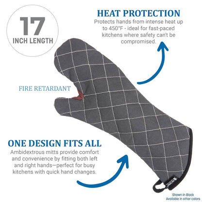 Oven Mitts, San Jamar BestGuard, Professional Grade, 15", Pair, Black