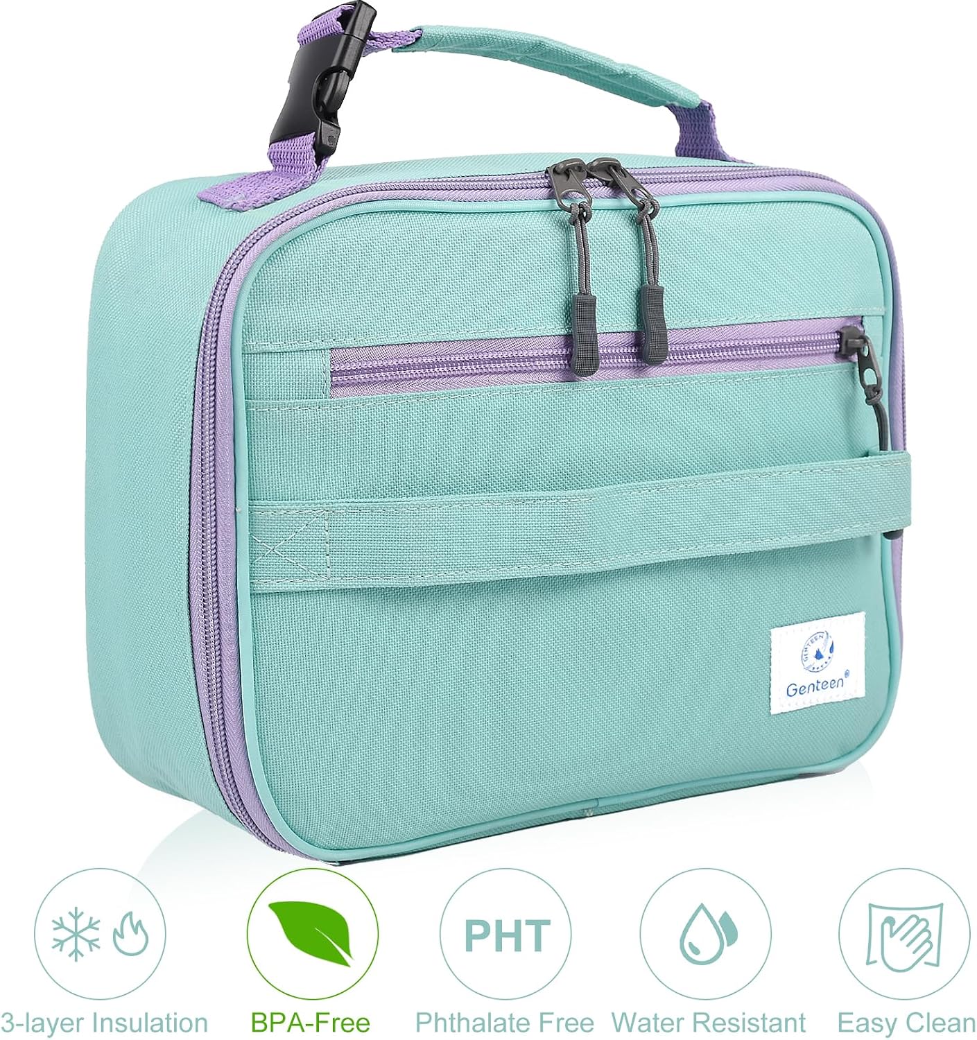 Genteen Lunch Box Kids, Insulated Lunch Bag Kids Boys Girls Back to School, Soft Lunch Box for Men Reusable Lunchbox for Office,Outdoor,School (Black)