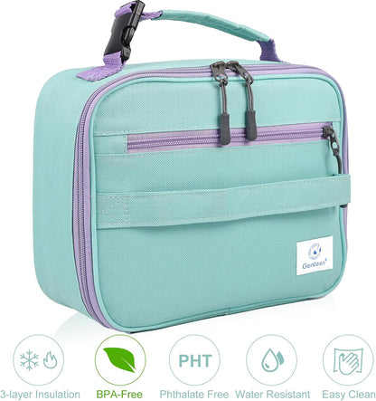 Genteen Lunch Box Kids, Insulated Lunch Bag Kids Boys Girls Back to School, Soft Lunch Box for Men Reusable Lunchbox for Office,Outdoor,School (Black)