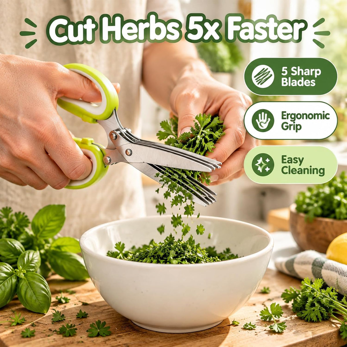 5 Layer Vegetable Shears, Herb Scissors for Chopping Greens & Herbs