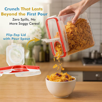 Shazo 2 Pack (15.4 Oz Cereal Capacity) Small Airtight Cereal Containers Storage with Lids, Perfect Space Saving BPA-Free Plastic Container, Pantry Organization and Canister for Rice, Sugar & Flour