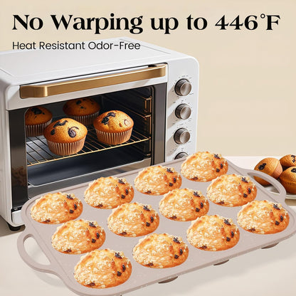 Vinino 2Pack Silicone Muffin Pans for Baking with Metal Reinforced Frame, 12 Cups Regular Size Nonstick Silicone Cupcake Pan, BPA Free Oven Dishwasher Safe Baking Mold for Muffins Cupcakes