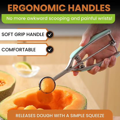 Spring Chef Extra Large Stainless Steel Cookie Scoop, #10, 5.5 Tbsp, Black