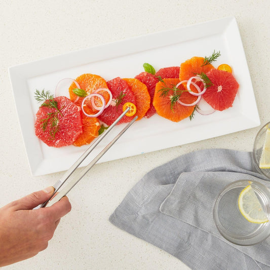 Sur La Table Stainless Steel Tweezer Tongs – 12" Precision Kitchen Tool for Plating, Tossing & Grilling, Lightweight & Durable with Comfortable Grip, Professional Chef Quality