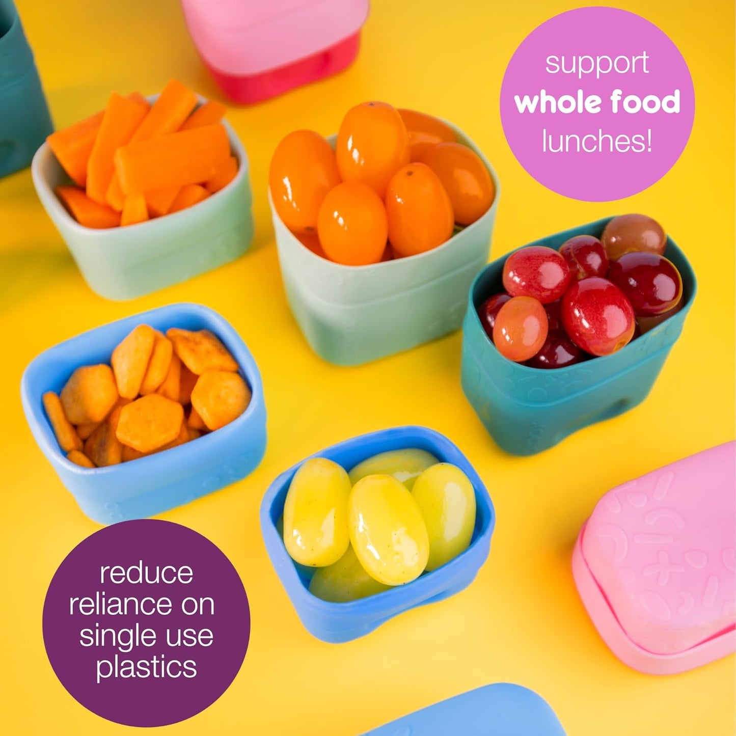 b.box Silicone Snack Cup (2-pack): Divider for Bento Box & Lunch Box, Ideal for Separating & Containing Foods, Dishwasher, Microwave, Oven and Freezer safe (Berry)