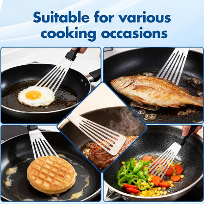 Fish Spatula,Stainless Steel Fish Turner,Flexible Metal Spatula for Flipping Fish,Eggs,Crepes, Steaks,Burgers and Baking,Rust-Proof & Corrosion-Resistant,3.1"x 12"