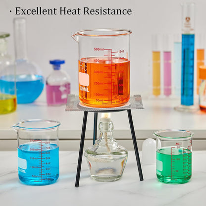 Ackers Mini Glass Measuring Beaker Set, Borosilicate, 2oz 4oz 8oz Measuring Cups