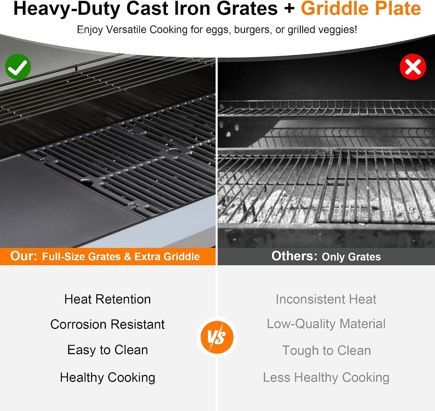 Brand-Man 4-Burner Gas Outdoor Kitchen Grill Island with Side Burner - 44,000 BTU Stainless Steel BBQ Grill Station with Storage Cabinets, Fold-out Prep Table, LPG/NG Convertible, Black