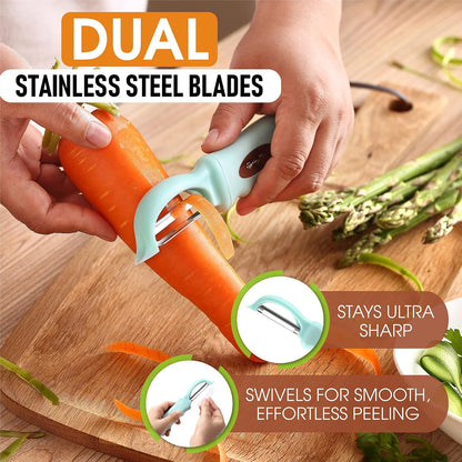 Spring Chef Premium Swivel Vegetable Peeler, Soft Grip Handle and Ultra Sharp Stainless Steel Blades - Perfect Kitchen Peeler For Veggie, Fruit, Potato, Carrot, Apple - Mango