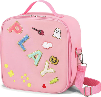 Kids Lunch Box for Kids Insulated Reusable Lunch Bag Tote Durable Children Leak-proof Lunchbox with Adjustable Shoulder Strap for School Daycare Travel Picnic (Navy - 3D Dinosaur)