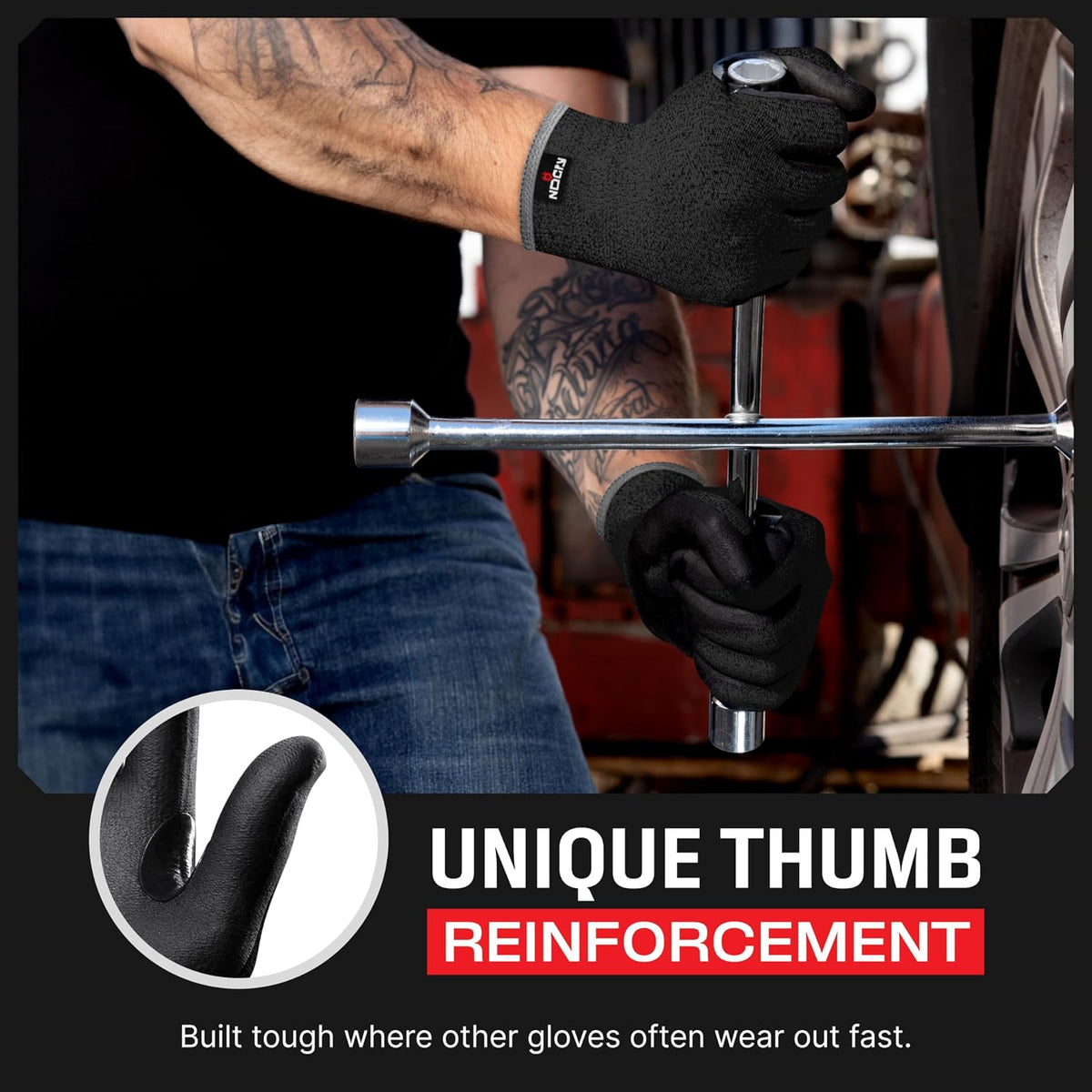 NoCry Cut Resistant Work Gloves For Men & Women, Nitrile Waterproof Palms