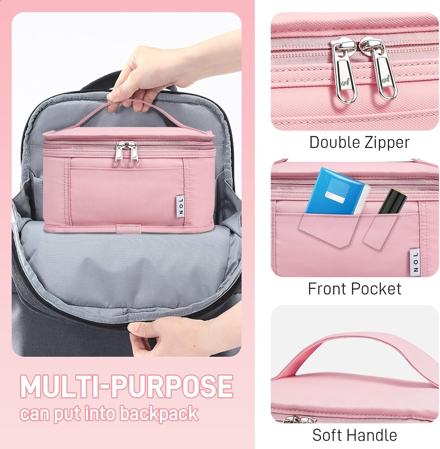 NOL Mini Insulated Lunch Bag for Women Men Kids | Small Leakproof Reusable Lunch Tote | Fits 6 Cans 330ml | Thermal Cooler for Work School Picnic Camping, Navy blue