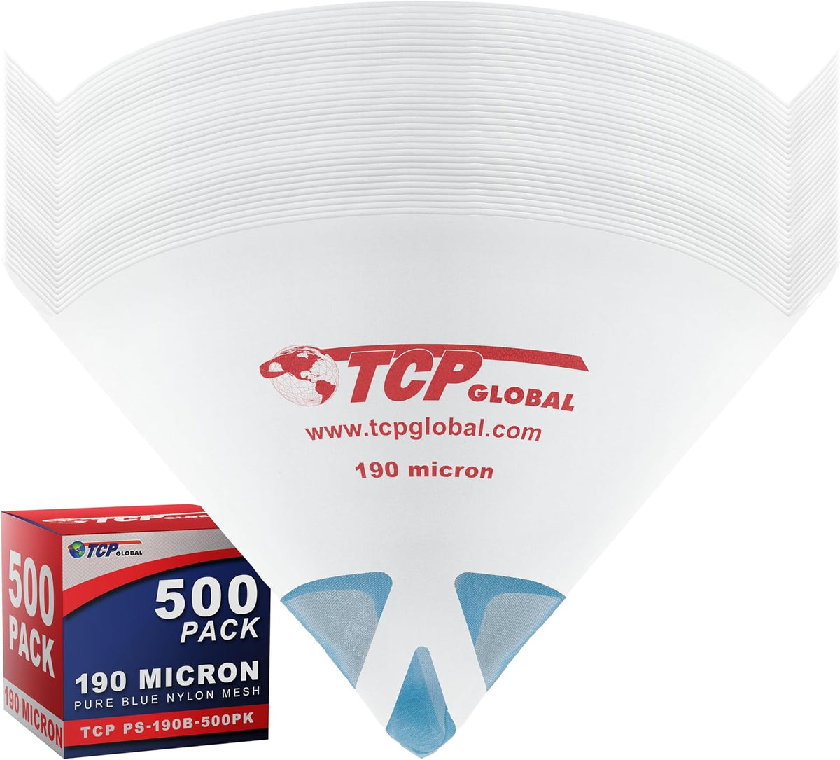 TCP Global - 190 Micron Filter Tips Ultra-Fine Paint Strainer