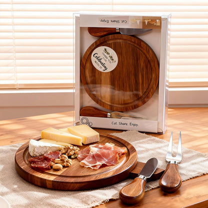 Storage-ready Bamboo Cheese Board Set, 6-Inch Mini Personal Charcuterie Tray, Gift-ready for Wedding, Bridal & Baby Shower Party