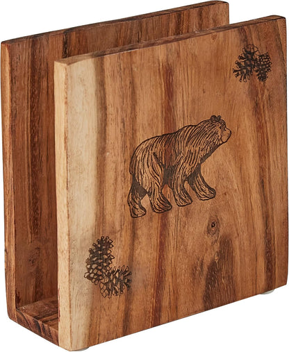Park Designs Tree Tops Two Tier Napkin Holder, Lodge Metal Tiered Tabletop Storage, Cabin Dual Serving Caddy Organizer