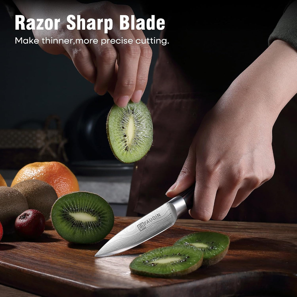 PAUDIN Cheese Knife, 5” Serrated Knife for Block Cheese,Sharp Tomato Knives