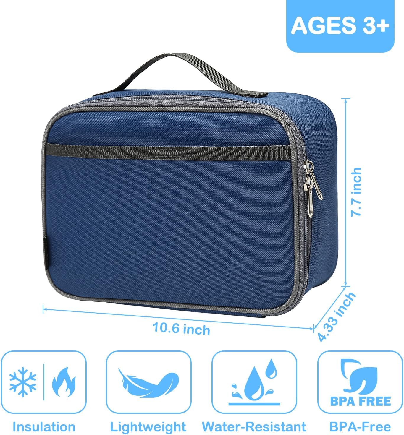 FlowFly Kids Lunch box Insulated Soft Bag Mini Cooler Back to School Thermal Meal Tote Kit for Girls, Boys, Astronaut - Colors B
