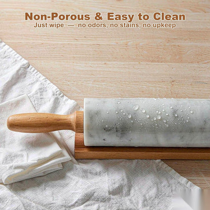 White Heavy Marble Dough Rolling Pin for Baking, 10 inch Barrel