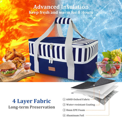 Expandable Casserole Carrier Bag - Double Decker Food Bag, Insulated Casserole Carrier for Hot or Cold Food, Lasagna Holder Tote for Picnics,Beaches,Traveling or Gifts