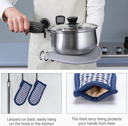 Cast Iron Skillet Handle Covers,Pot Handle Covers Heat Resistant,Pot Holders for Kitchen Heat Resistant,Machine Washable Handle Mitts 2 PCS(Striped)