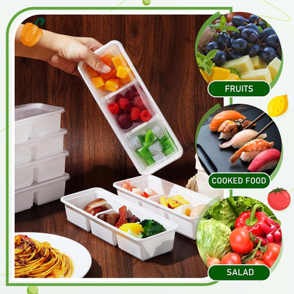 Hushee 10 Pack 17 oz Small Meal Prep Containers with 3 Compartments Snack Containers with Lid Disposable Plastic Bento Box Travel Lunch Food Boxes Stackable for Office Picnic (Mint Green)