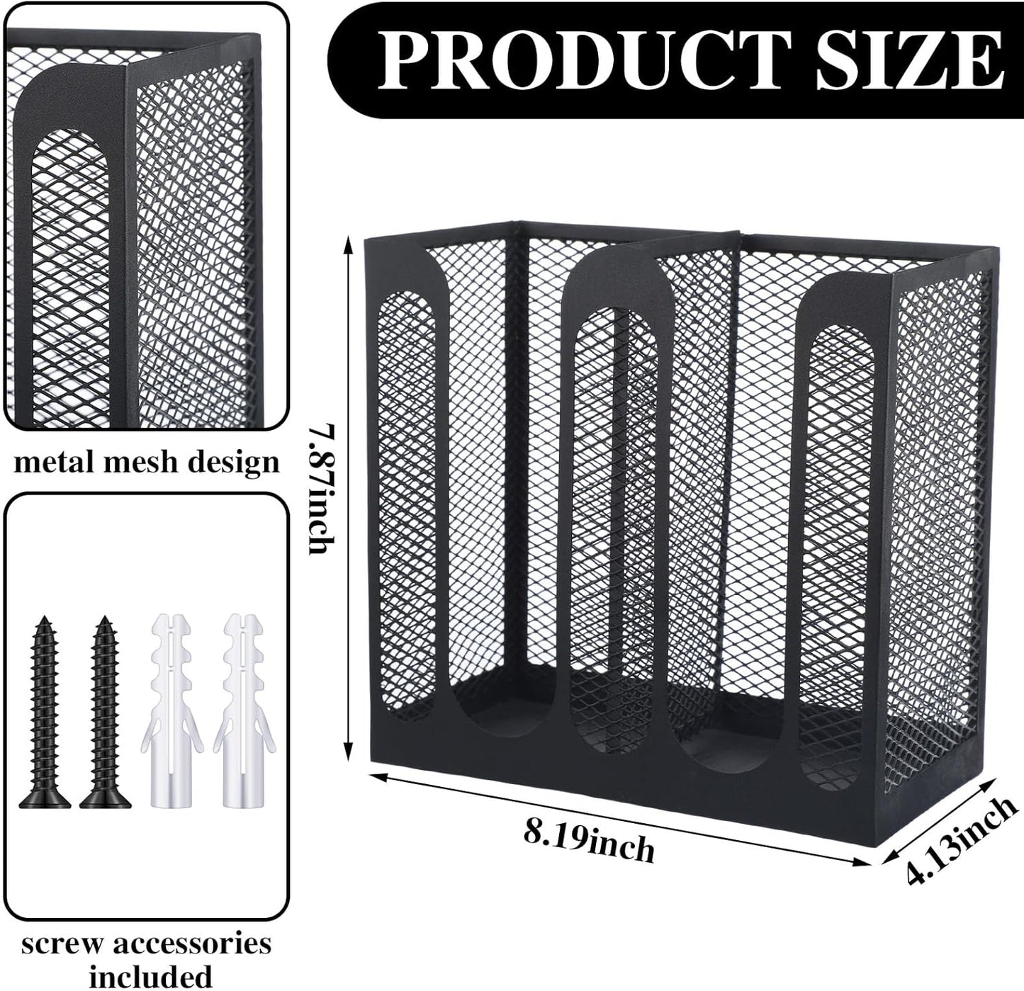 Maxcheck Metal Mesh Cup and Lid Holder Coffee Paper Cup Dispenser Lid Holder Storage Organizer Countertop or Wall Mount for Coffee Bar, Kitchen, Breakroom(4 Compartments,16.1 x 4.1 x 8 Inch)