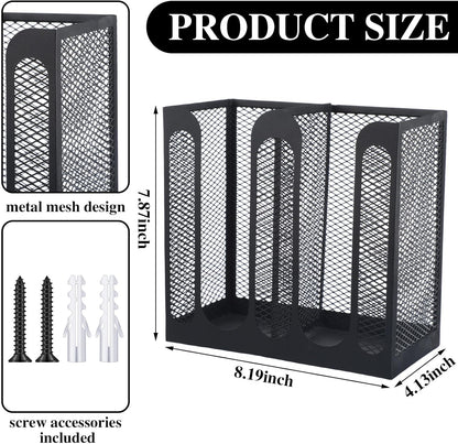 Maxcheck Metal Mesh Cup and Lid Holder Coffee Paper Cup Dispenser Lid Holder Storage Organizer Countertop or Wall Mount for Coffee Bar, Kitchen, Breakroom(4 Compartments,16.1 x 4.1 x 8 Inch)