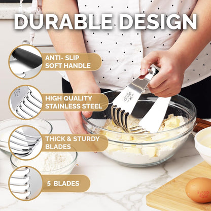 Zulay Premium Multi-purpose Stainless Steel Bench Scraper & Chopper, Easy to Read Etched Markings for Perfect Cuts, Quick & Easy Multi-use Dough Scraper, Dough Cutter & Pastry Scraper (Black)