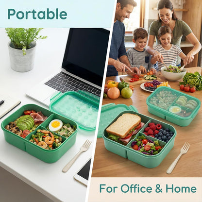 MISS BIG® Bento Box,Bento Box Adult,Lunch Box,Leak Proof Lunch Containers,No BPAs and No Chemical Dyes Bento Lunch Box,Dishwasher and Microwave Safe Lunch Containers for Adults(1900ml Gray)