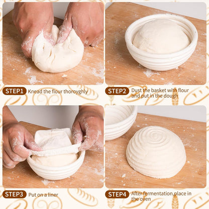 FrutPunch 9 Inch Banneton Bread Proofing Basket Set of 2, with Cloth Lining