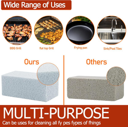 Heavy Duty Griddle Cleaning Brick with Handle, Grill Cleaner for Cleaning Flat top, Pumice Griddle Cleaning Stone Removing Stains for BBQ, Swimming Pool, Sink (5 Pack)