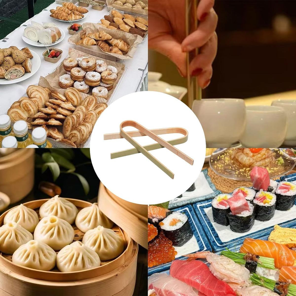 20 Pieces 9cm Bamboo Charcuterie Tongs Set