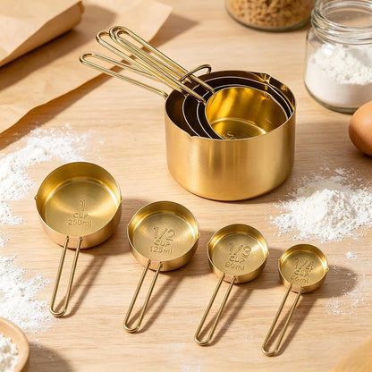 9PCS Black Stainless Steel Measuring Cups and Spoons Set, Heavy Duty Measuring Cup Set