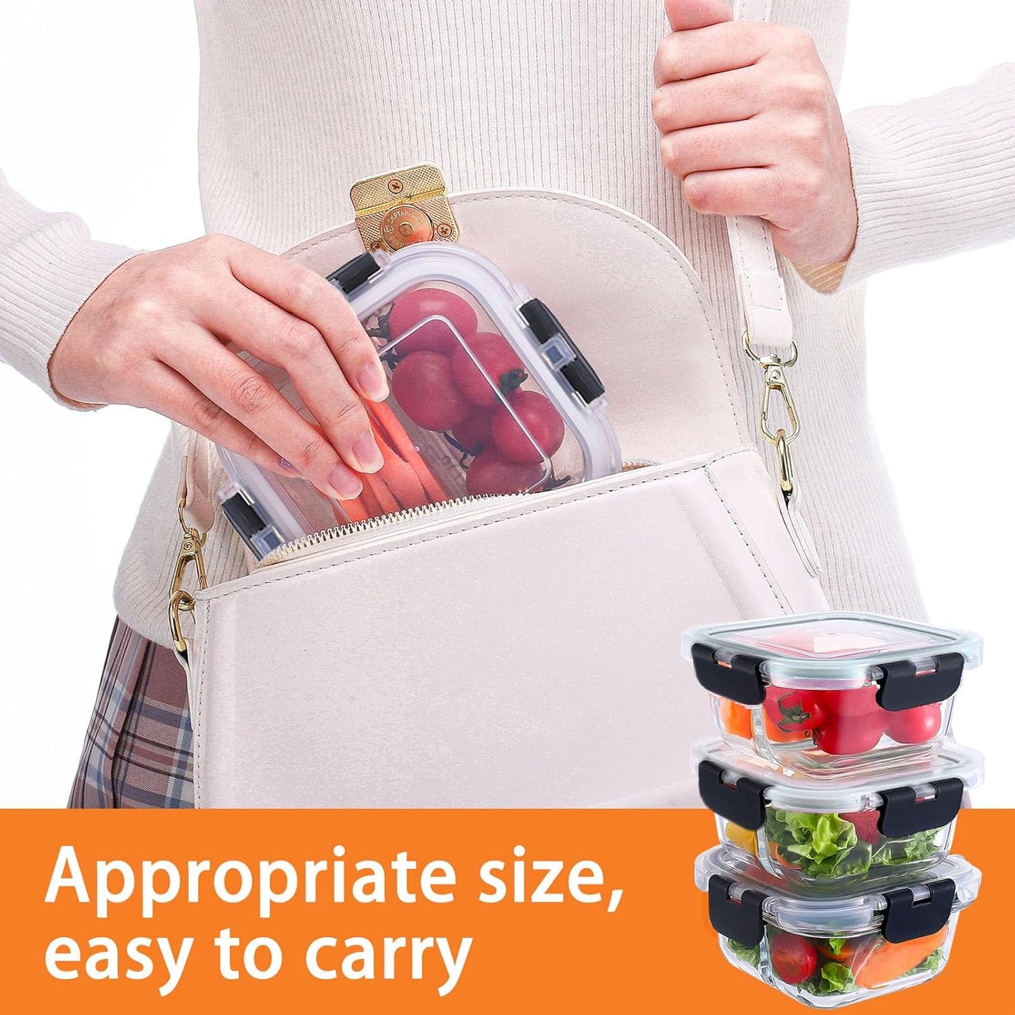Bariatric Meal Prep Containers, 8 oz Glass Bariatric Portion Control Containers with Two 4 oz Compartments (3 Pack), Reusable Lunch Box Bento Box with Lids, Glass Snack Containers with Lids