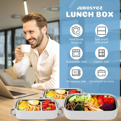 Stainless Steel Bento Box for Adults&Kids,Japanese Leakproof Lunch Box Divided Food Meal Storage Containers Set Stackable 2 Layer for Children School Picnic Beige