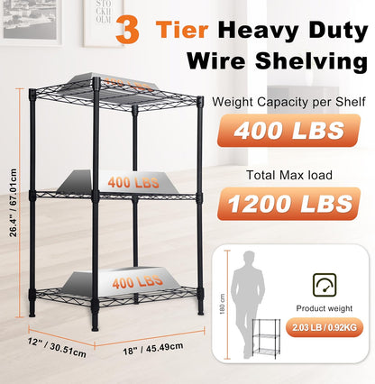 Whitmor 2-Wire Shelving Unit, Metal Storage Shelves, Stacking Shelf with Basket, Easy Assembly Home Organizer for Pantry, Kitchen, Garage, Plant