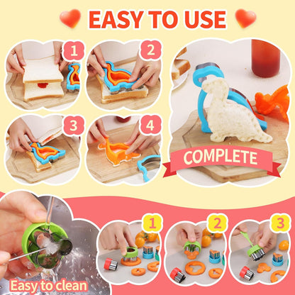Sandwich Cutters for Kids Lunch, 25 Pcs Sandwich Cutter and Sealer Set, Uncrustable Sandwich Cutter for Lunch Box, Vegetable Fruit Cutter Shapes for Kids Bento Box