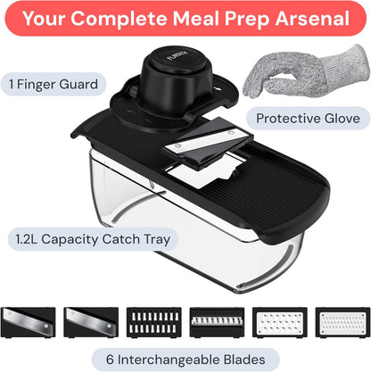 Fullstar Mandoline Slicer for Kitchen, Fruit Cutter, Cheese Grater, Cucumber Slicer, Veggie Spiralizer, Food Cutter & Kitchen Gadgets & Gifts with Safety Glove (11 in 1, White)