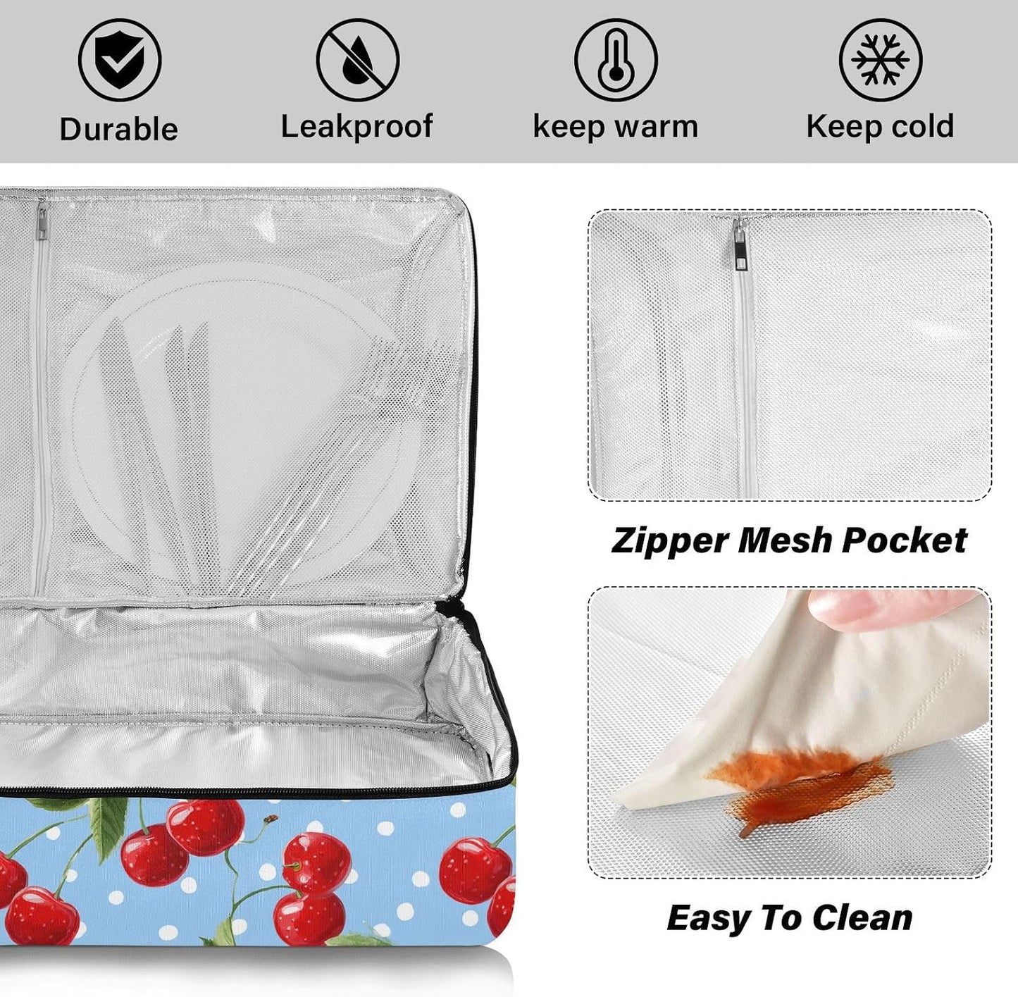 Casserole Carriers for Hot or Cold Food Reusable Casserole Dish Carrier Insulated Thermal Large Capacity Durable Perfect for Party Camping Family Gatherings Yellow Fish - Colors A