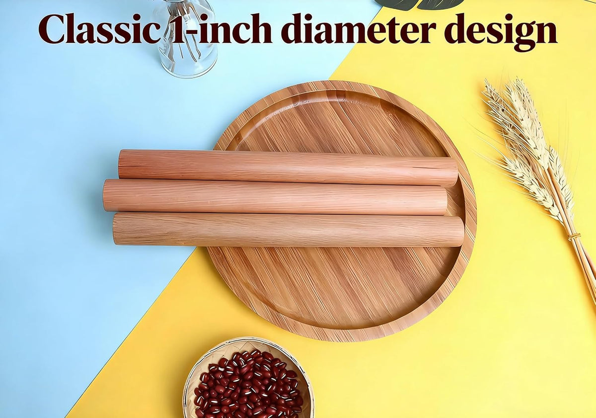 Wooden Rolling Pins, 3-Pack 10-Inch Classic Baking Tools for Dough