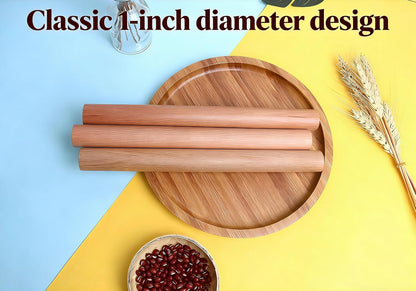 Wooden Rolling Pins, 3-Pack 10-Inch Classic Baking Tools for Dough