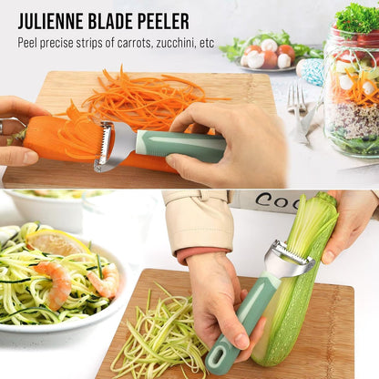 Julienne Peeler Vegetable Peeler with 4.8'' Long Silicone Handle